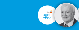 WJEC CBAC and Coleg Cymraeg Cenedlaethol logos next to headshot of Gareth Pierce